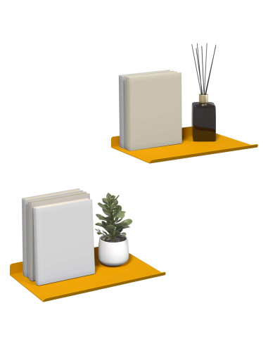Scaffale da parete 2 pcs Giallo senape 30 x 18 x 2,5 cm