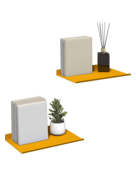 Scaffale da parete 2 pcs Giallo senape 30 x 18 x 2,5 cm