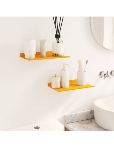 Scaffale da parete 2 pcs Giallo senape 30 x 18 x 2,5 cm