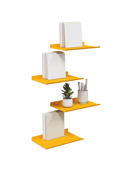 Scaffale da parete 4 pcs Giallo senape 30 x 18 x 2,5 cm