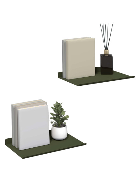 Scaffale da parete 2 pcs Verde oliva 30 x 18 x 2,5 cm