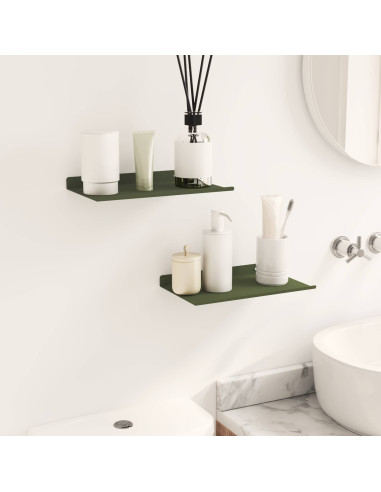 Scaffale da parete 2 pcs Verde oliva 30 x 18 x 2,5 cm