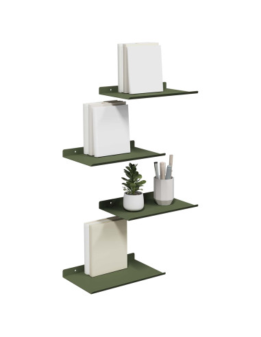 Scaffale da parete 4 pcs Verde oliva 30 x 18 x 2,5 cm