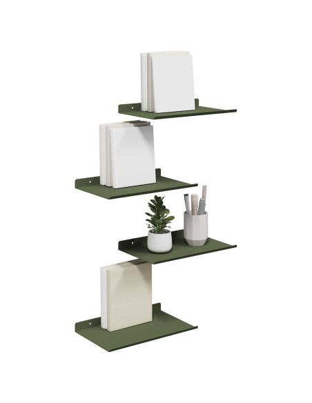 Scaffale da parete 4 pcs Verde oliva 30 x 18 x 2,5 cm