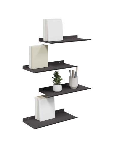 Scaffale da parete con lo scaffale 4 pcs Nero 40 x 18 x 2,5 cm
