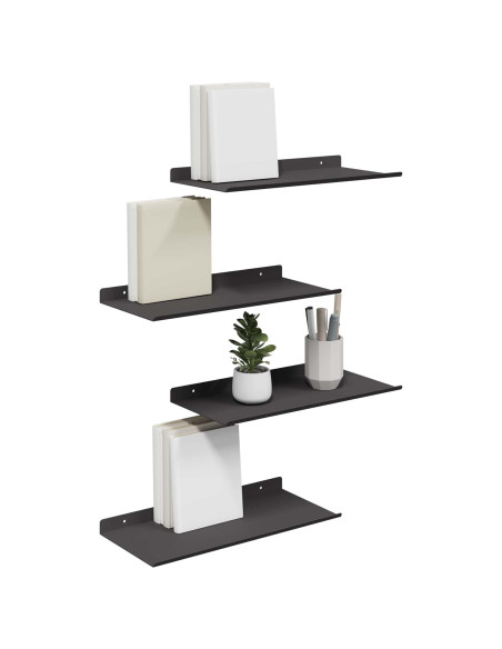 Scaffale da parete con lo scaffale 4 pcs Nero 40 x 18 x 2,5 cm