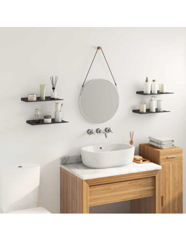 Scaffale da parete con lo scaffale 4 pcs Nero 40 x 18 x 2,5 cm