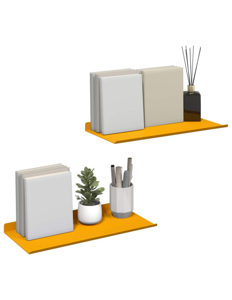 Scaffale da parete 2 pcs Giallo senape 40 x 18 x 2,5 cm