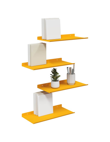 Scaffale da parete 4 pcs Giallo senape 40 x 18 x 2,5 cm