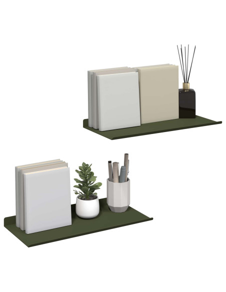 Scaffale da parete 2 pcs Verde oliva 40 x 18 x 2,5 cm