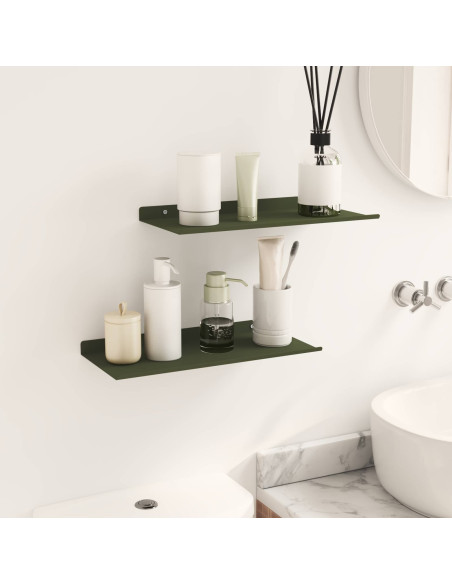 Scaffale da parete 2 pcs Verde oliva 40 x 18 x 2,5 cm