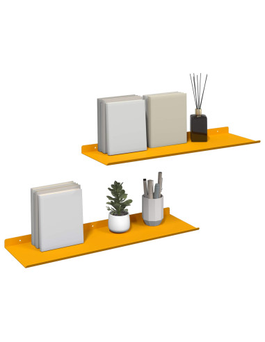 Scaffale da parete 2 pcs Giallo senape 60 x 18 x 2,5 cm