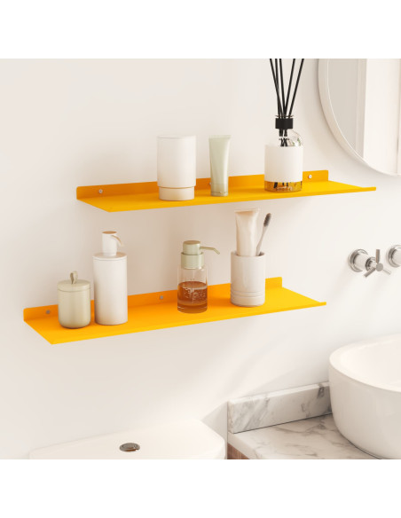 Scaffale da parete 2 pcs Giallo senape 60 x 18 x 2,5 cm