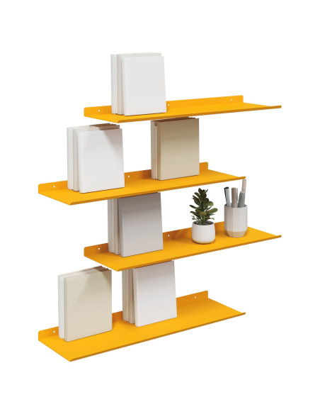 Scaffale da parete 4 pcs Giallo senape 60 x 18 x 2,5 cm