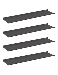 Scaffale da parete con lo scaffale 4 pcs Nero 80 x 18 x 2,5 cm 2