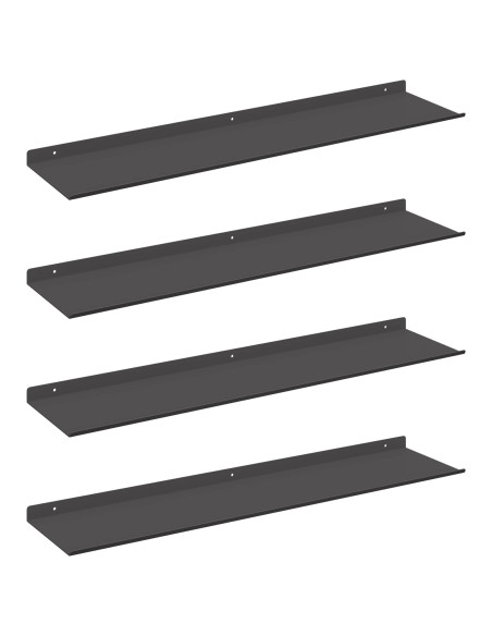 Scaffale da parete con lo scaffale 4 pcs Nero 80 x 18 x 2,5 cm