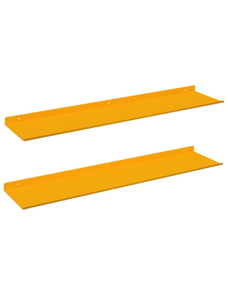 Scaffale da parete 2 pcs Giallo senape 80 x 18 x 2,5 cm