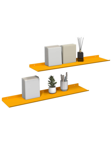 Scaffale da parete 2 pcs Giallo senape 80 x 18 x 2,5 cm