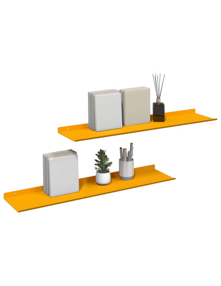 Scaffale da parete 2 pcs Giallo senape 80 x 18 x 2,5 cm