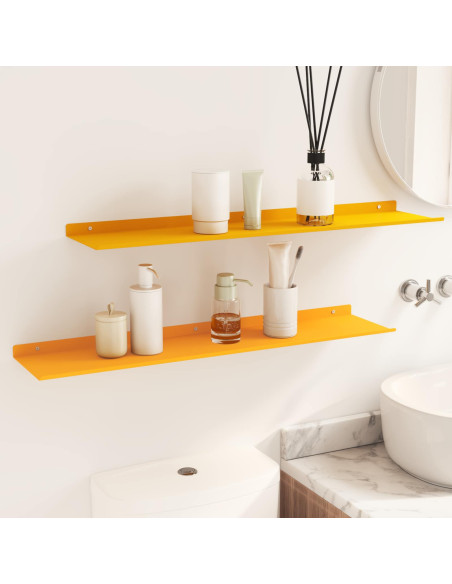 Scaffale da parete 2 pcs Giallo senape 80 x 18 x 2,5 cm