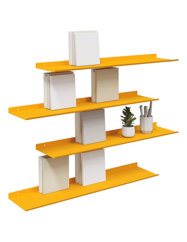 Scaffale da parete 4 pcs Giallo senape 80 x 18 x 2,5 cm