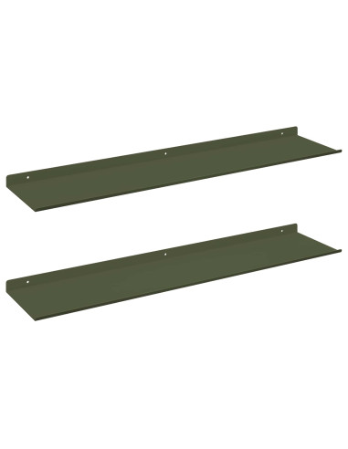 Scaffale da parete 2 pcs Verde oliva 80 x 18 x 2,5 cm