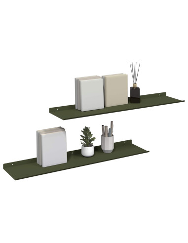 Scaffale da parete 2 pcs Verde oliva 80 x 18 x 2,5 cm
