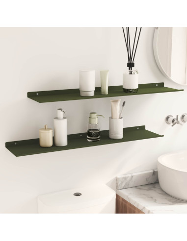 Scaffale da parete 2 pcs Verde oliva 80 x 18 x 2,5 cm