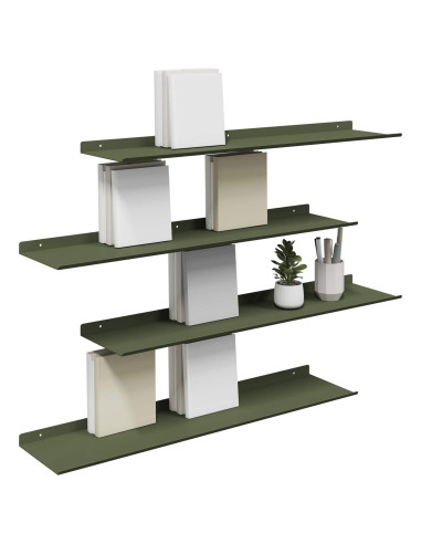 Scaffale da parete 4 pcs Verde oliva 80 x 18 x 2,5 cm