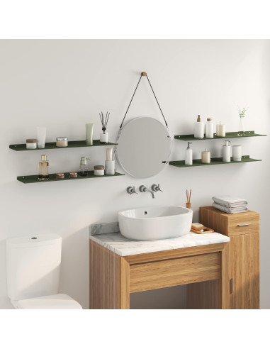 Scaffale da parete 4 pcs Verde oliva 80 x 18 x 2,5 cm