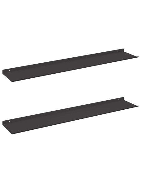 Mensola sospesa 2 pcs Nero 100 x 18 x 2,5 cm Acciaio