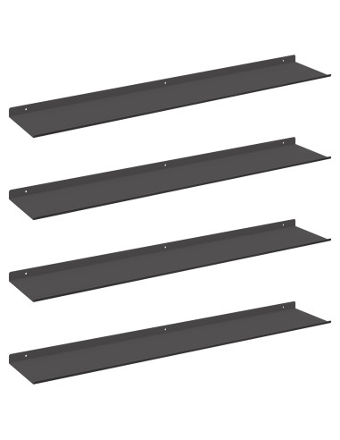 Scaffale da parete con lo scaffale 4 pcs Nero 100 x 18 x 2,5 cm