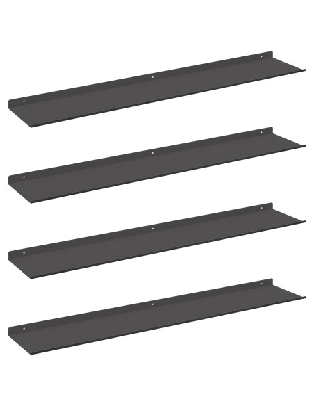 Scaffale da parete con lo scaffale 4 pcs Nero 100 x 18 x 2,5 cm