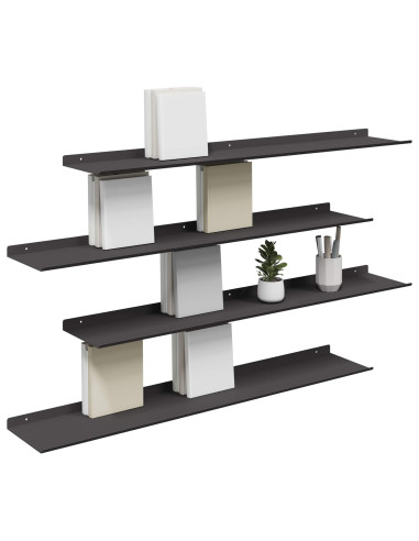 Scaffale da parete con lo scaffale 4 pcs Nero 100 x 18 x 2,5 cm