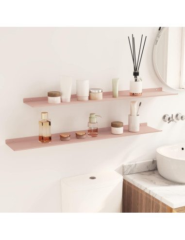 Scaffale da parete con lo scaffale 2 pcs Rosa 100 x 18 x 2,5 cm