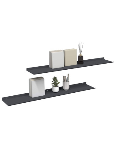 Scaffale da parete 2 pcs Antracite 100 x 18 x 2,5 cm