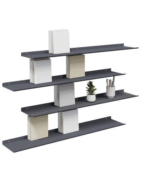 Scaffale da parete 4 pcs Antracite 100 x 18 x 2,5 cm
