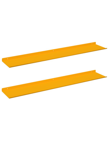 Scaffale da parete 2 pcs Giallo senape 100 x 18 x 2,5 cm