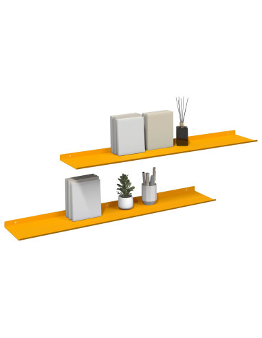 Scaffale da parete 2 pcs Giallo senape 100 x 18 x 2,5 cm