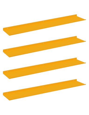 Scaffale da parete 4 pcs Giallo senape 100 x 18 x 2,5 cm