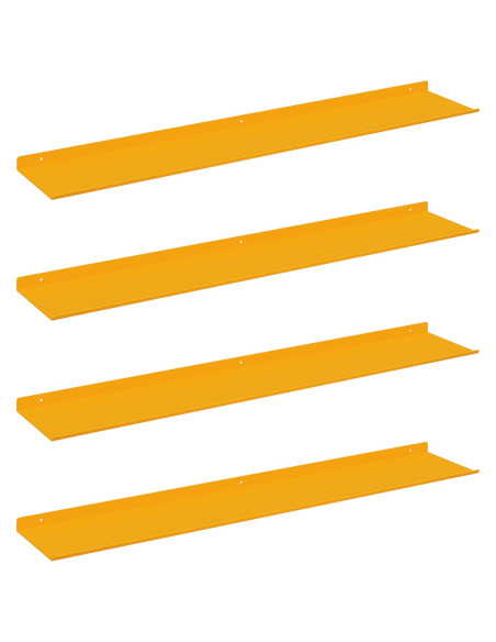 Scaffale da parete 4 pcs Giallo senape 100 x 18 x 2,5 cm