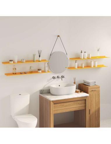 Scaffale da parete 4 pcs Giallo senape 100 x 18 x 2,5 cm