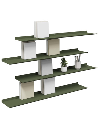 Scaffale da parete 4 pcs Verde oliva 100 x 18 x 2,5 cm