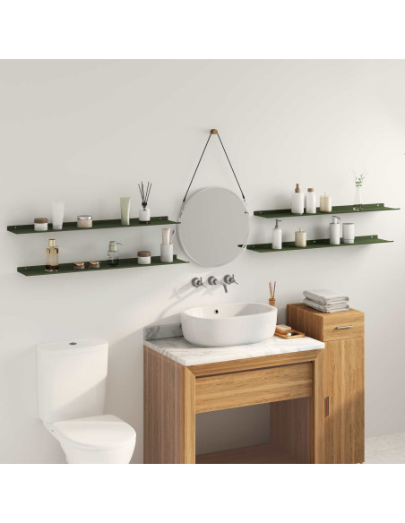 Scaffale da parete 4 pcs Verde oliva 100 x 18 x 2,5 cm