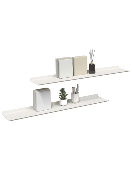 Scaffale da parete 2 pcs Bianco 100 x 18 x 2,5 cm