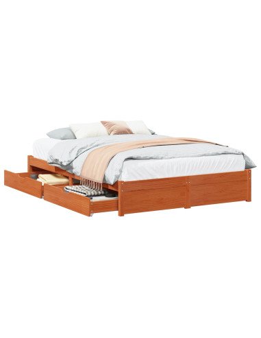Struttura del letto 3 pcs Marrone cerato Legno di Pino Massello