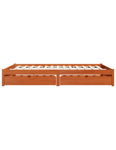 Struttura del letto 3 pcs Marrone cerato Legno di Pino Massello