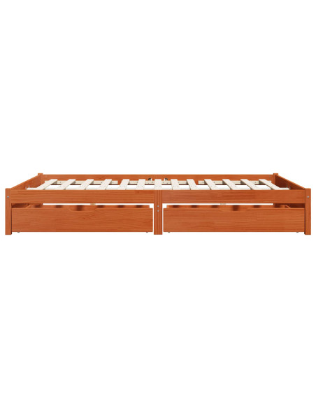 Struttura del letto 3 pcs Marrone cerato Legno di Pino Massello