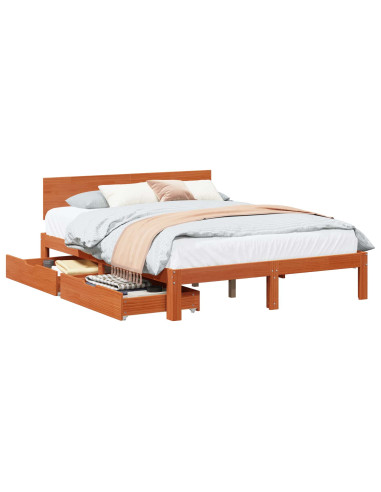 Struttura del letto 3 pcs Marrone cerato Legno di Pino Massello