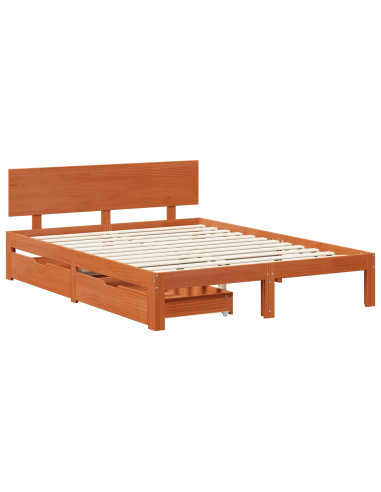 Struttura del letto 3 pcs Marrone cerato Legno di Pino Massello